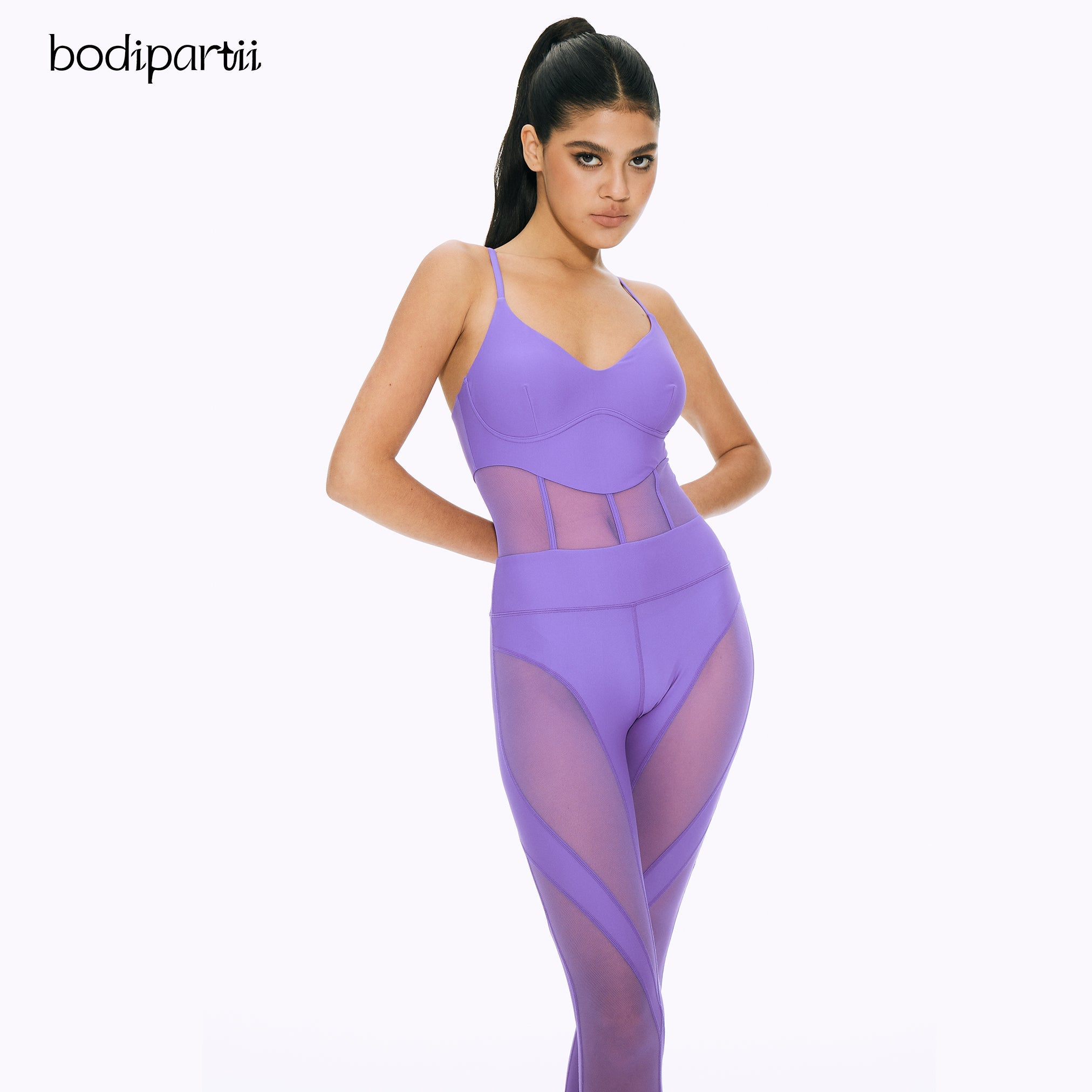 Mesh Panel Sexy Workout Bodysuit