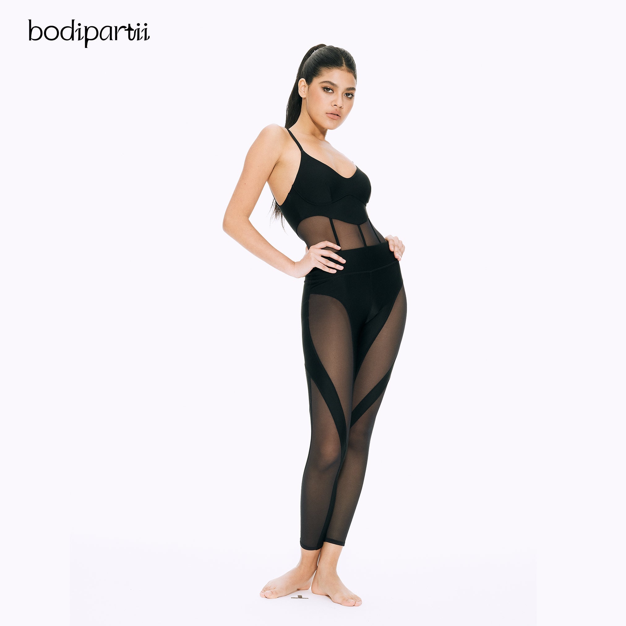 Mesh Panel Sexy Workout Bodysuit