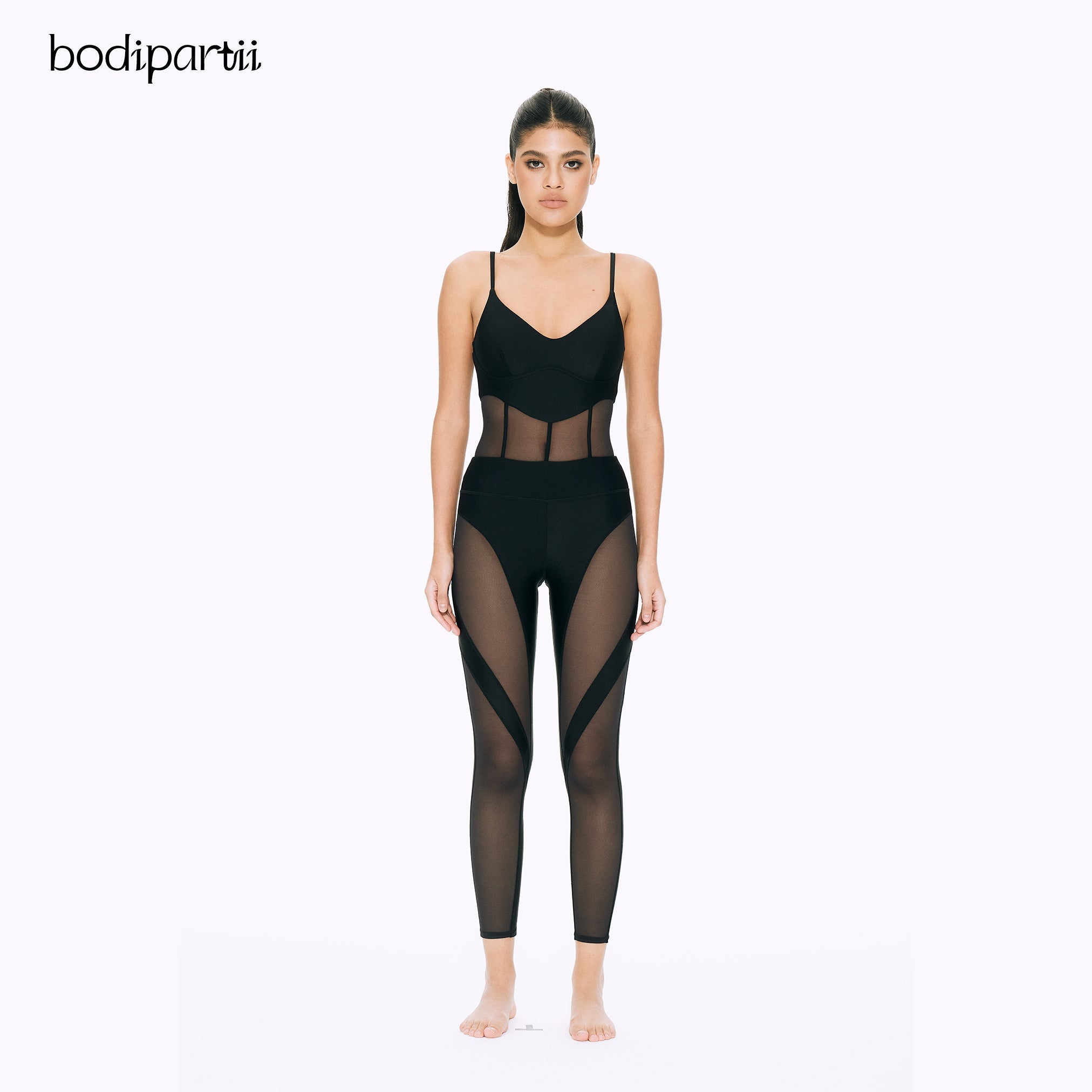 Mesh Panel Sexy Workout Bodysuit