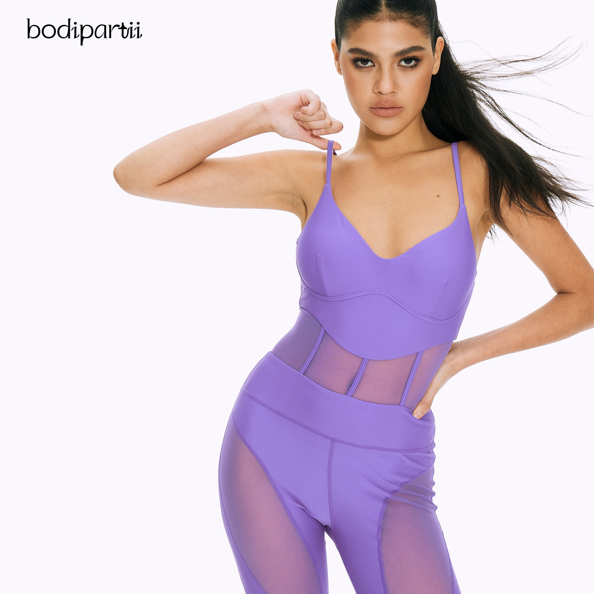 Mesh Panel Sexy Workout Bodysuit