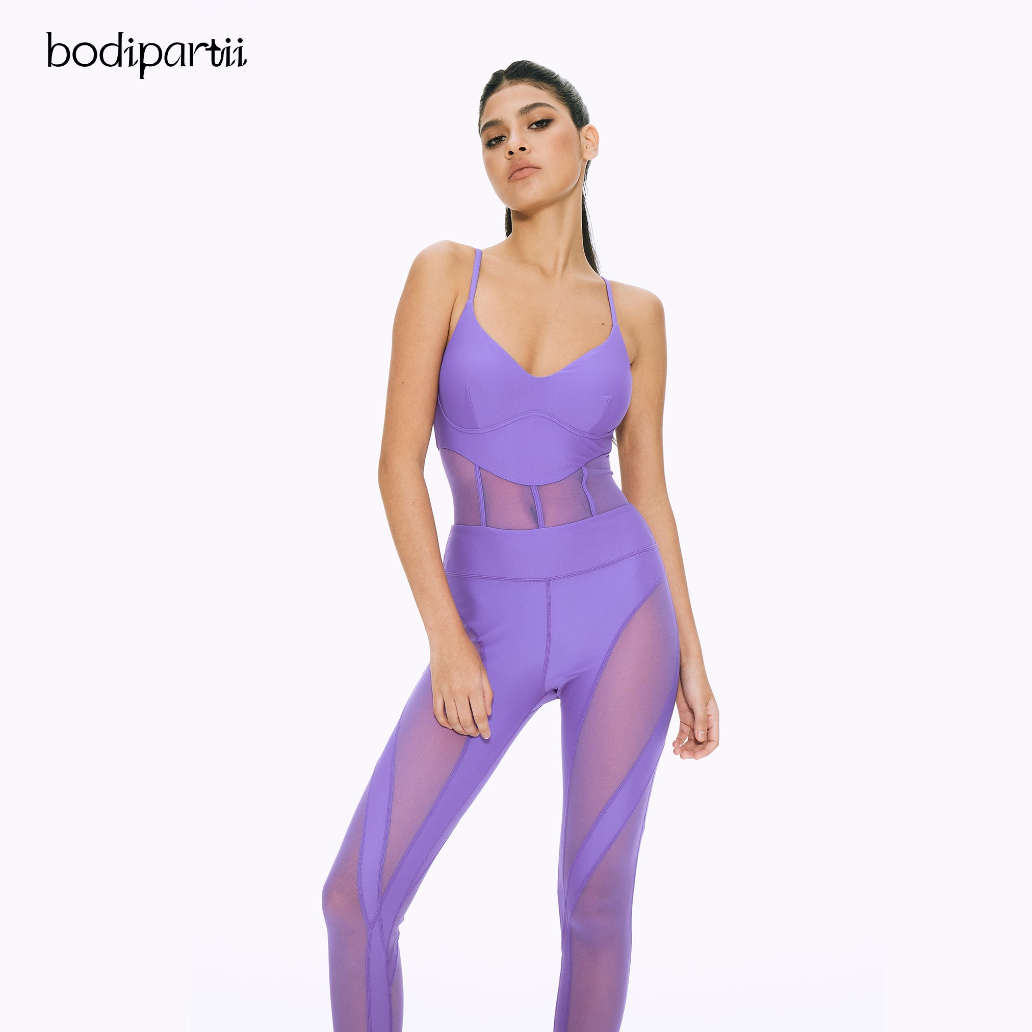 Mesh Panel Sexy Workout Bodysuit